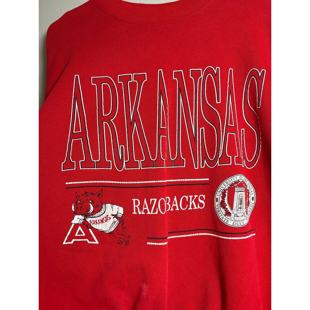 University of Arkansas Razorbacks Vintage Hanes XXL Red Crewneck Sweatshirt - Picture 2 of 6